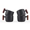 CLASGLAZ 6oz Ceramic Espresso Cups with Wooden Handle, Small Coffee