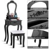 Casart Bathroom Vanity Wood Makeup Dressing Table Stool Set with