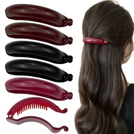 6PCS Banana Hair Clips for Women, Plastic Hair Accessories for Low Ponytail Fashion Hair Accessories for Women