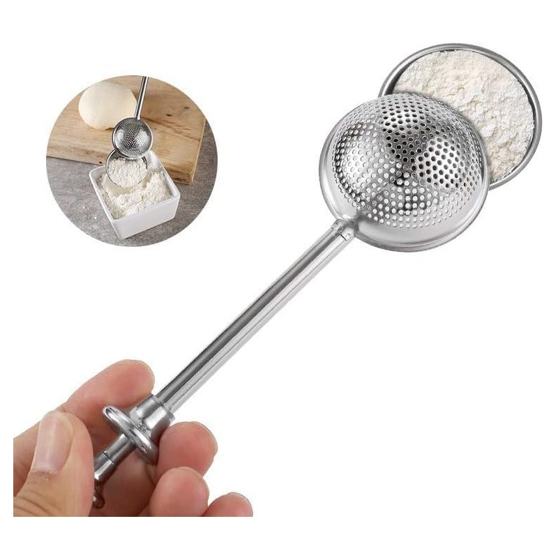 304 Silver Stainless Steel Flour Powder Filter Spoon, Shaker Duster