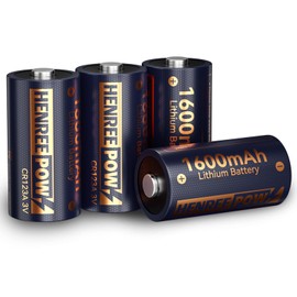 Henreepow CR123A Lithium Battery, 10-Year Shelf Life, 123 3 Volt 1600mAh High Capacity Lithium Batteries, Long-Lasting for Sensors,Home Security Automation Devices (4 Pack-Non Rechargeable)