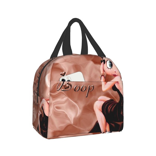 Betty Chan BettyBoop Insulated Lunch Bag, Black, Bento Box, Thermal, Insulated Bag, Zipper Included, Compact, Bento Bag, Soft Cooler Bag, Tote, Eco Bag
