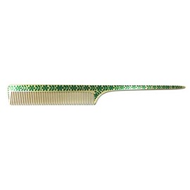 Swedish Crown 2252-3 Aluminium Comb Professional Handle Curling Comb 21 cm Anti-Static Gold Green with Even Teeth