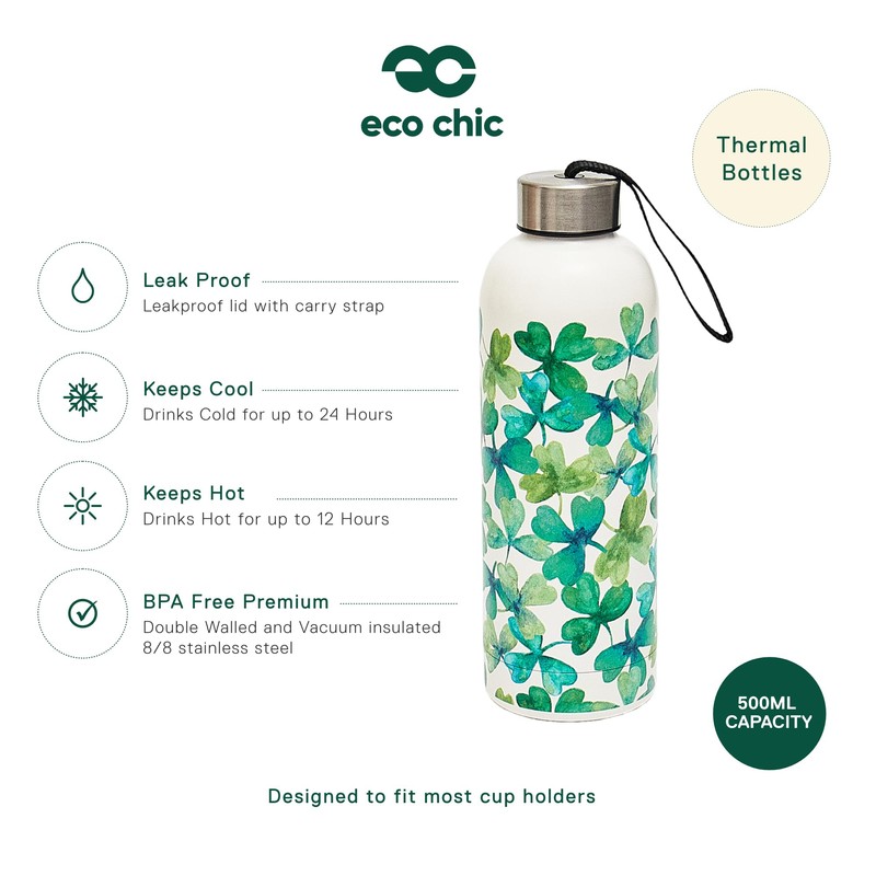 Eco Chic Reusable Thermal Bottle Stainless Steel Leakproof Insulated Water