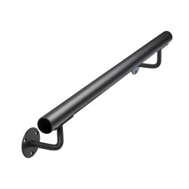 Purife 24 Inch Metal Stair Handrail Indoor- 2 FT Square Pipe Wall Mount Handrial, Outdoor Railings for Garage Porch Patio Steps, Deck Hand Rail, Iron Banister Railing