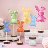 Whaline 6Pcs Easter Bunny Decorations Fabric Tall Standing Plaid Bunny