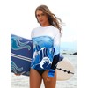 SHEKINI Damen Langarm Rash Guard Schwimmshirt Landschaftsdruck Serie Surfshirt Oberteile（XXL，Weiß-HL）