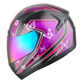1STORM Motorcycle Bike Full FACE Helmet Booster Butterfly Purple; Size XXL (63-64 CM)