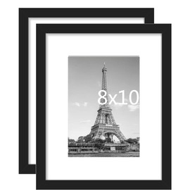 Set of 2 8x10 Picture Frame - Black Premium Wooden Metal Photo Frames Wall Hanging Photo Frame for 6x8 or 8x10 Pictures - Black. (2 Pack 8X10inch)