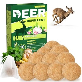 Deer Repellent, Deer & Rabbit Repellent, Peppermint Oil to Repel Deer, Rabbit, Deer Deterrent Outdoor for Lawn, Garden Use, Yard, Patio, Plants-10 Pack