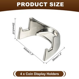 PATIKIL Coin Display Stands, 4Pcs Mini Coin Easel Presentation Holder for Silver Dollar Collectors Collection Supplies, Silver