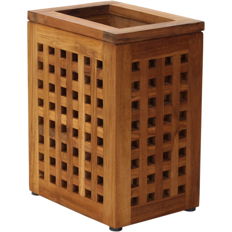 AquaTeak Grate Teak Waste Basket