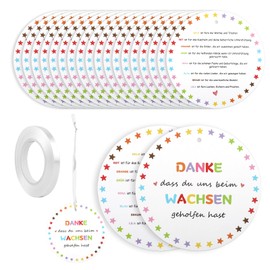 20 Stück Dankeschön Anhänger Karte, Abschiedsgeschenke Anhänger Danke, Etiketten Tags mit 10m Weiß Band, Geschenkanhänger Abschied Erzieherin Vielen Dank für Kindergarten