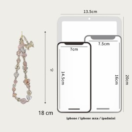 EZ PEACH Strap Smartphone Wrist Drop Prevention Cell Phone Hand Strap Girl Hanging Pendant Decoration Fall Prevention Colorful Beads, Ceramic, Created Pearl Pearl, Ruby, Ruby Synthetic Pearl