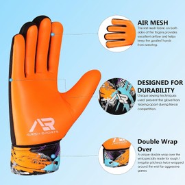 Arsh Sports 2Pack Goalkeeper Gloves for kids, Youth and Adult Football Soccer Goalie gloves with 4-mm Latex Spine & Double Wrist Protection (Orange, Size 4 suitable for 6 to 9 years old)