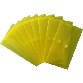 EXXO by HFP 90553 Document Wallet with Velcro Fastener DIN Long Polypropylene Plastic 225 x 125 mm Transparent Yellow Pack of 10