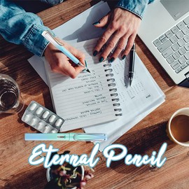 Pack of 6 Metal Inkless Pencils, Inkless Pencil with Eraser, Magic Pencil with 5 Interchangeable Heads, Clear and Liquid Writing for Adults, Students, Artists (Gradient)