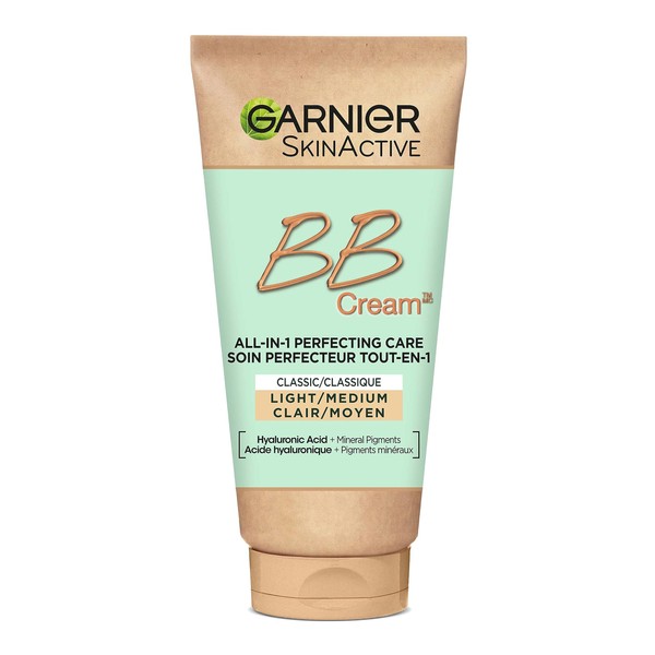 Garnier BB Cream Classic with Hyaluronic Acid + Aloe Vera, 5-in-1 Skin Perfector, SkinActive, Light/Medium - 50ml
