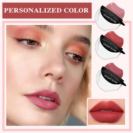 3 Colors Lazy Lipstick,Matte Lipstick Set,Waterproof Long Lasting Non-stick Cup Velvet Lip Gloss Lazy Lip Makeup Gift Set,High Pigmented,Easy to Color Lip Shape Lipstick for Women