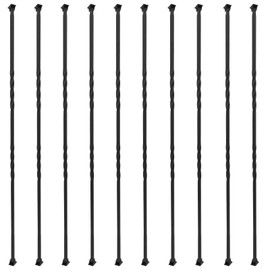 Sidasu 10-Pack 44" x 1/2" Wrought Iron Balusters for Stairs, Double Twist Metal Stair Spindles with Swivel Shoes, Black Hollow Staircase Baluster Spindles