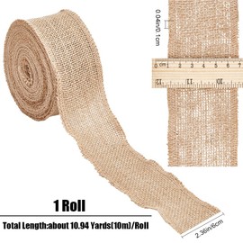 GORGECRAFT 11 Yards Natural Jute Burlap Ribbon 2-3/8 inch(60mm) Wide Burlap Linen Fabric Roll Christmas Tree Decoration Crafts for Gift Wrapping Fall Wreath Bouquet Swags Supplies Wedding Accessories