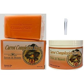 Carrot Complexion Soap 125gr & Cream 3oz Plus [Hair - Nail and Body Apricot & Coconut Oil Sample Vial]