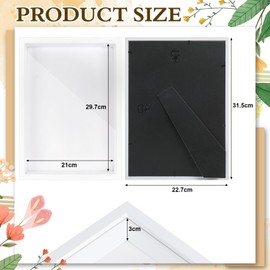 Romon Picture Frame for Filling, 31.5 x 23 cm Picture Frame, Deep 3D Picture Frame for Filling, Wooden up to 3 cm, 3D Frame for Objects, Flowers, Wedding Gift or Memorabilia, White