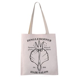 VAMSII Mermaid Themed Inspired Tote Bag Dinglehopper Hair Salon Gift Mermaid Princess Fans Gift (DINGLEHOPPER tote)