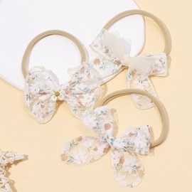 MoBunnly Baby Headbands Soft Nylon Hairbands with Bows, Elastic Hair Bows Handmade Hair Accessories for Newborn Infant Toddlers Little Girl and Kids