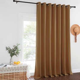 NICETOWN Gold Brown Sliding Glass Door Curtain for Bedroom - Grommet Blackout Room Darkening Sound Proof Thermal Curtain Privacy Room Divider for Dining Room/Bedroom (W100 x L108, 1 Panel)