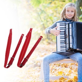 Accordion Harness Straps, Adjustable Accordion Shoulder Belts for 16-120 Bass Accordion, Soft PU Leather Accordion (Red)