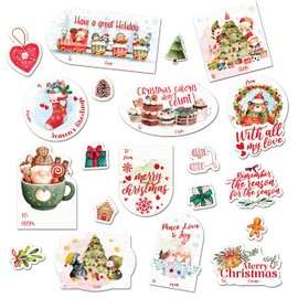 Christmas Tags for Gifts - 50 Pieces Christmas Gift Tags Self-Adhesive Stickers - 10 Different Designs Gift Tags Sticker Christmas - to and from Christmas Labels for Gifts Self Adhesive - White Color