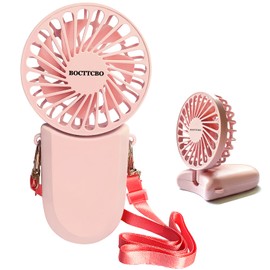 BOCTTCBO Portable Handheld Fan Folding USB Desk Fan, 3 Speeds Adjustment, Mini Neck Fan with Lanyard Small Personal Fan Cooling Quiet for Travel Camping Outdoors Office Home