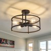 hesoge Industrial Semi Flush Mount Ceiling Light,4 Light Rustic Metal