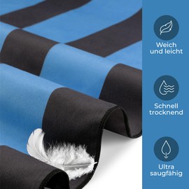 ZENACROSS - Beach Towel 90 x 180 cm - Microfibre Towel Large - Quick Drying - Microfibre Bath Towel Sand-Free - Lightweight and Compact Beach Towel - Black and Blue