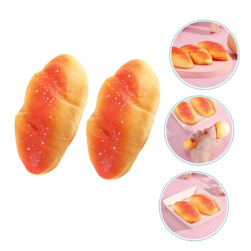 KOMBIUDA 2Pcs Slow Rising Bread Decompression Realistic Squishy Food Model