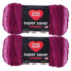 Red Heart Super Saver - Hilo jumbo, paquete de 2, anémona, degradado, 2 unidades