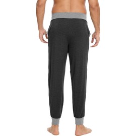 GYS Bamboo Viscose Men's Pajama Pants Soft Joggers PJ Bottoms with Pockets and Drawstring, Black Melange, Large