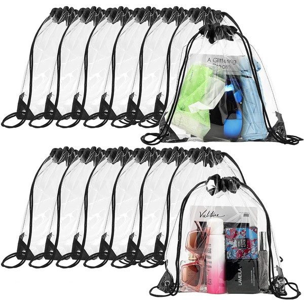 30 Pieces Clear Drawstring Backpack, Plastic Waterproof Transparent Stadium Bags Clear String Bag for Gym Concert Travel Beach Swimming Sport Workout Stadium Approved