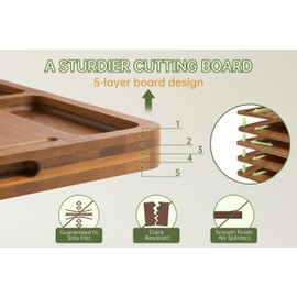 THETCHRY Cutting Board for Kitchen,Thickened Bamboo Cutting Board with Juice Groove, Large Butcher Block with Handle,Wooden Charcuterie Chopping Board for Prep & Serving Tray, 16.93" x 12.99" x0.98"