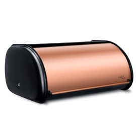 ENLOY Bread Box for Kitchen Countertop, Stainless Steel Bread Storage Bin for Kitchen with Roll Up Lid, Large Capacity Bread Keeper Holds Large Loaves of Bread (Rose Gold) 17 x 11 x 7 IN