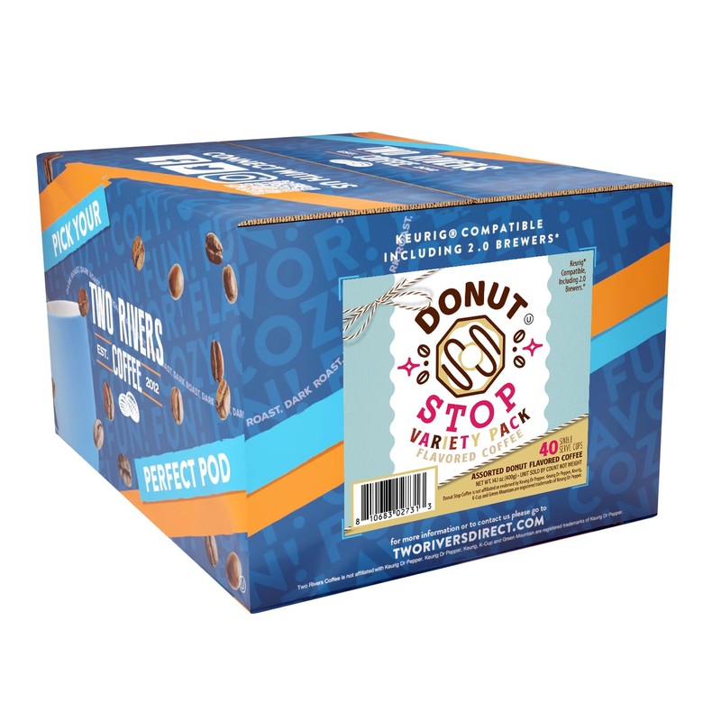 Donut Stop Flavored Coffee Pods, Compatible with 2.0 K-Cup Brewers,