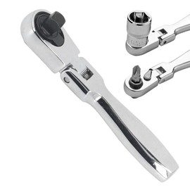 Gasea Mini Ratchet Wrench, 2 in 1 180° Rotating Flex Head Mini Ratchet, 1/4 Ratchet 72 Teeth Quick Release Ratchet Wrench Torques Socket Spanner Ratcheting Combination Wrench