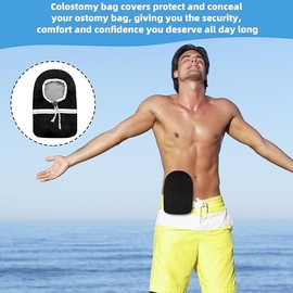 Ostomy Bag Covers, Ostomy Belt for Men & Women, Liner Waterproof Bag Covers With Adjustable Opening Universal belt Supplies (Black, One size)