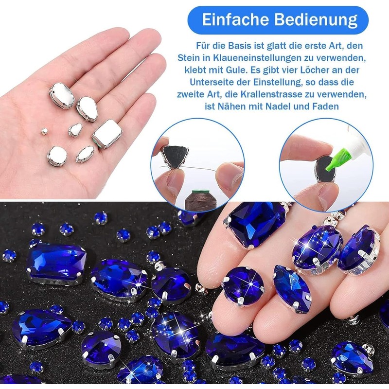 GUOYOU 186 Pieces AB Sewing Gems Six Styles of Craft