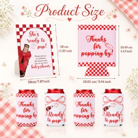 Nuanchu 25 Pcs She's Ready to Pop Baby Shower Party Favors Decorations with 24 Brewing Beer Can Cooler Sleeves and 1 Soda Theme Wooden Sign for Gender Reveal Pregnancy Newborn Party Supplies