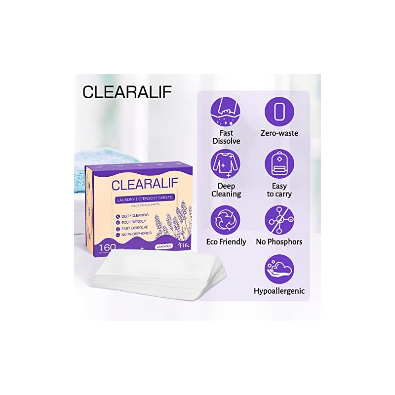 CLEARALIF Laundry Detergent Sheets 80 Sheets (Up to 160 Loads),