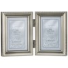 Lawrence Frames Antique Pewter Hinged Double 2x3 Picture Frame, Beaded