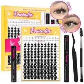 Fowendia Manga Lashes Cluster Lashes C D Curl DIY Lashes Extension Kit and California Sunset Wanna Be Freya Lash Clusters Fall Deals For You Campaign 8-18mm with Bond, Seal and Remover - Ultra-Thin Transparent Bands, Lash Magic Anime  Eyelashes:_New-Wanna Be