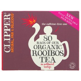 Clipper Organic Redbush Tea Bags | 80 Pure Caffeine Free Rooibos Tea Bags for Home or Office | Eco-Conscious Herbal Tea Bags | Natural, Unbleached, Compostable, Plant-Based & Biodegradable Teabags